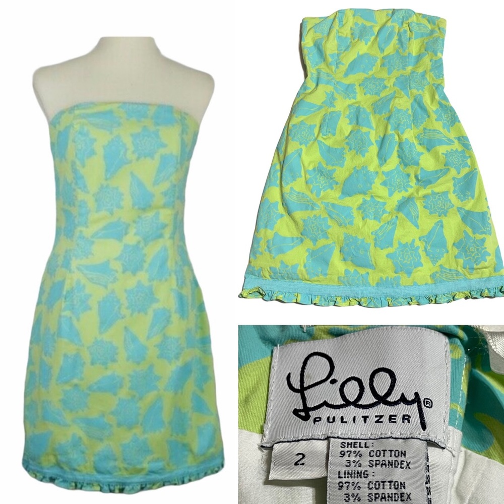 Lilly Pulitzer Conch Shell Design Strapless Dress